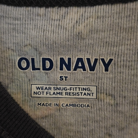 Old Navy Kids Footie Pajama with Dinosaur Print - Black, Green, Orange - Picture 2 of 6